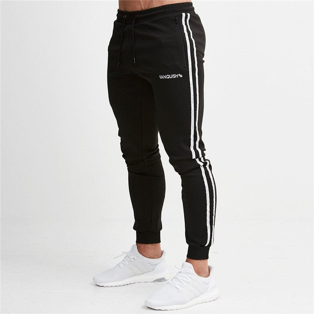 Gray Jogging Pants Striped Running Pants Men Sport Pencil Pants Men Cotton Soft Bodybuilding Joggers Gym Trousers Running Tights - EVERTHINGZ