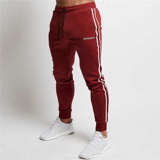 Gray Jogging Pants Striped Running Pants Men Sport Pencil Pants Men Cotton Soft Bodybuilding Joggers Gym Trousers Running Tights - EVERTHINGZ