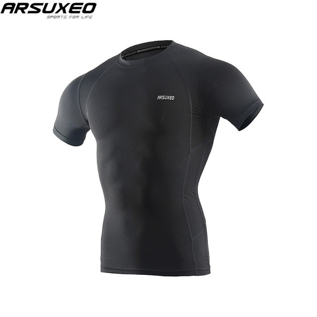 ARSUXEO Men's Compression Shirt Base Layer Running T Shirts Short Sleeves Workout GYM T Shirt Clothing C52 - EVERTHINGZ