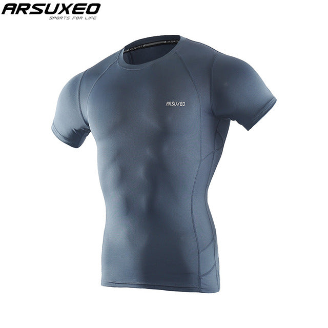 ARSUXEO Men's Compression Shirt Base Layer Running T Shirts Short Sleeves Workout GYM T Shirt Clothing C52 - EVERTHINGZ