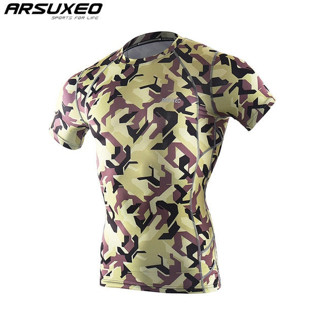 ARSUXEO Men's Compression Shirt Base Layer Running T Shirts Short Sleeves Workout GYM T Shirt Clothing C52 - EVERTHINGZ