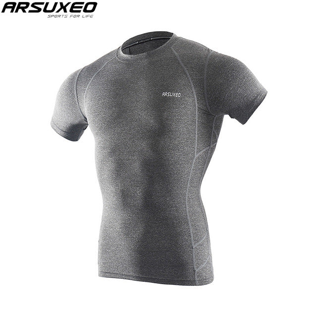 ARSUXEO Men's Compression Shirt Base Layer Running T Shirts Short Sleeves Workout GYM T Shirt Clothing C52 - EVERTHINGZ