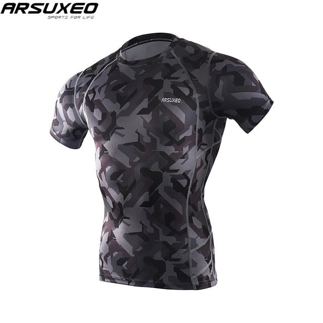 ARSUXEO Men's Compression Shirt Base Layer Running T Shirts Short Sleeves Workout GYM T Shirt Clothing C52 - EVERTHINGZ