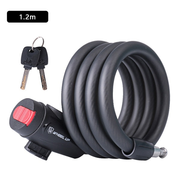 WHEEL UP 1.2m 1.5m 1.8m Anti Theft Bike Lock Steel Wire Safe Bicycle Lock quality MTB Road Bicycle Lock - EVERTHINGZ