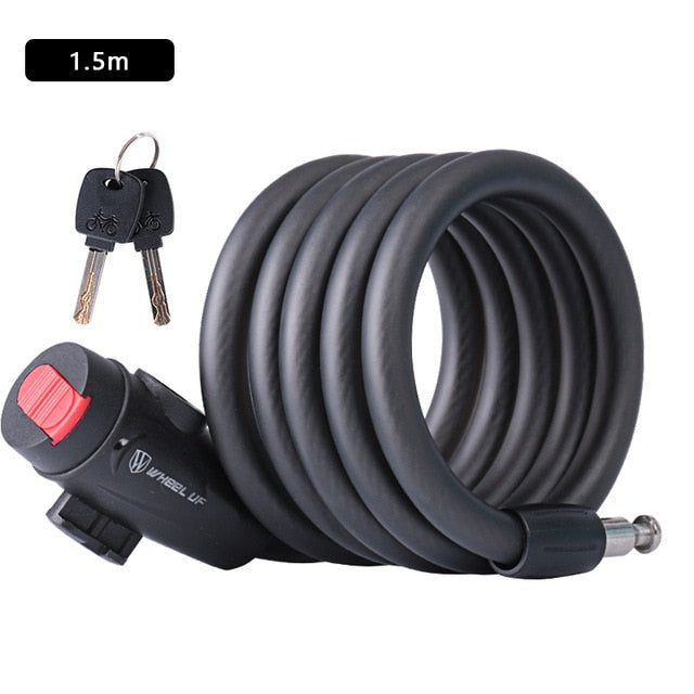 WHEEL UP 1.2m 1.5m 1.8m Anti Theft Bike Lock Steel Wire Safe Bicycle Lock quality MTB Road Bicycle Lock - EVERTHINGZ