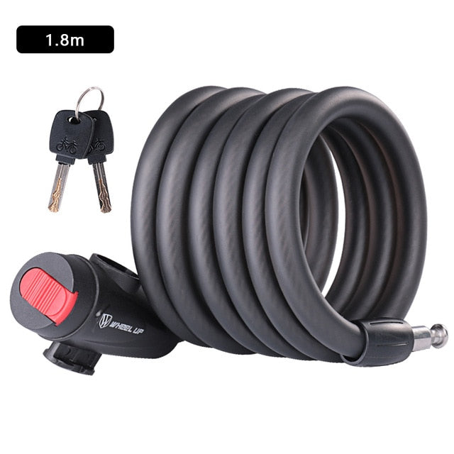 WHEEL UP 1.2m 1.5m 1.8m Anti Theft Bike Lock Steel Wire Safe Bicycle Lock quality MTB Road Bicycle Lock - EVERTHINGZ