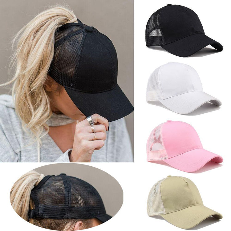 Tennis Cap Women Sport Hat Summer Messy Bun Mesh Hats Adjustable Sport Running Cycling Caps - EVERTHINGZ