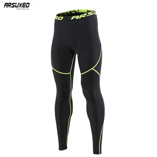 ARSUXEO Men's Winter Thermal Warm Up Fleece Compression Tights Cycling Base Layers Training Running Tights Pants U81K - EVERTHINGZ