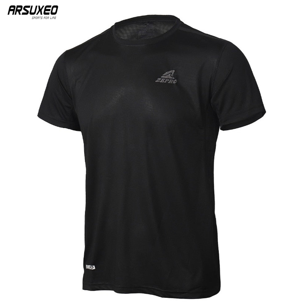 Summer Men's Running T Shirts Active Short Sleeves Quick Dry Training Exercise Jersey Dry Fast ZE - EVERTHINGZ