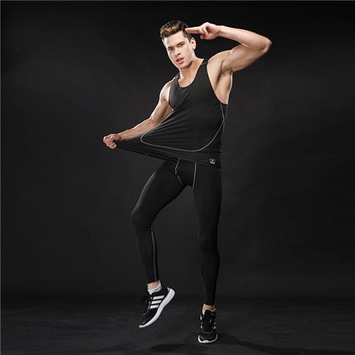 Sports Suit Men Long Sleeve Running Sets Quick Dry Basketball Gym Jogging Suit Compression Yoga Sport Fitness Set Clothes - EVERTHINGZ