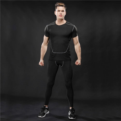 Sports Suit Men Long Sleeve Running Sets Quick Dry Basketball Gym Jogging Suit Compression Yoga Sport Fitness Set Clothes - EVERTHINGZ