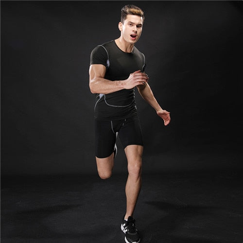 Sports Suit Men Long Sleeve Running Sets Quick Dry Basketball Gym Jogging Suit Compression Yoga Sport Fitness Set Clothes - EVERTHINGZ