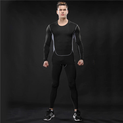 Sports Suit Men Long Sleeve Running Sets Quick Dry Basketball Gym Jogging Suit Compression Yoga Sport Fitness Set Clothes - EVERTHINGZ