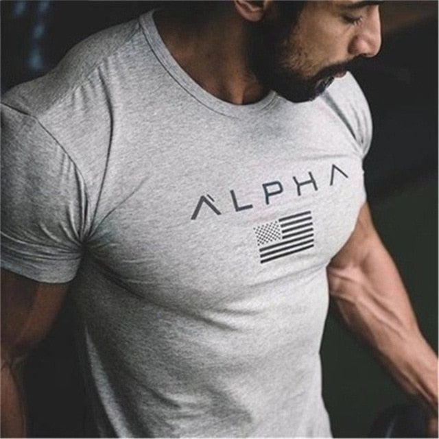 Cotton Gym Shirt Sport T Shirt Men Short Sleeve Running Shirt Men Workout Training Tees Fitness Top Sport T-shirt - EVERTHINGZ