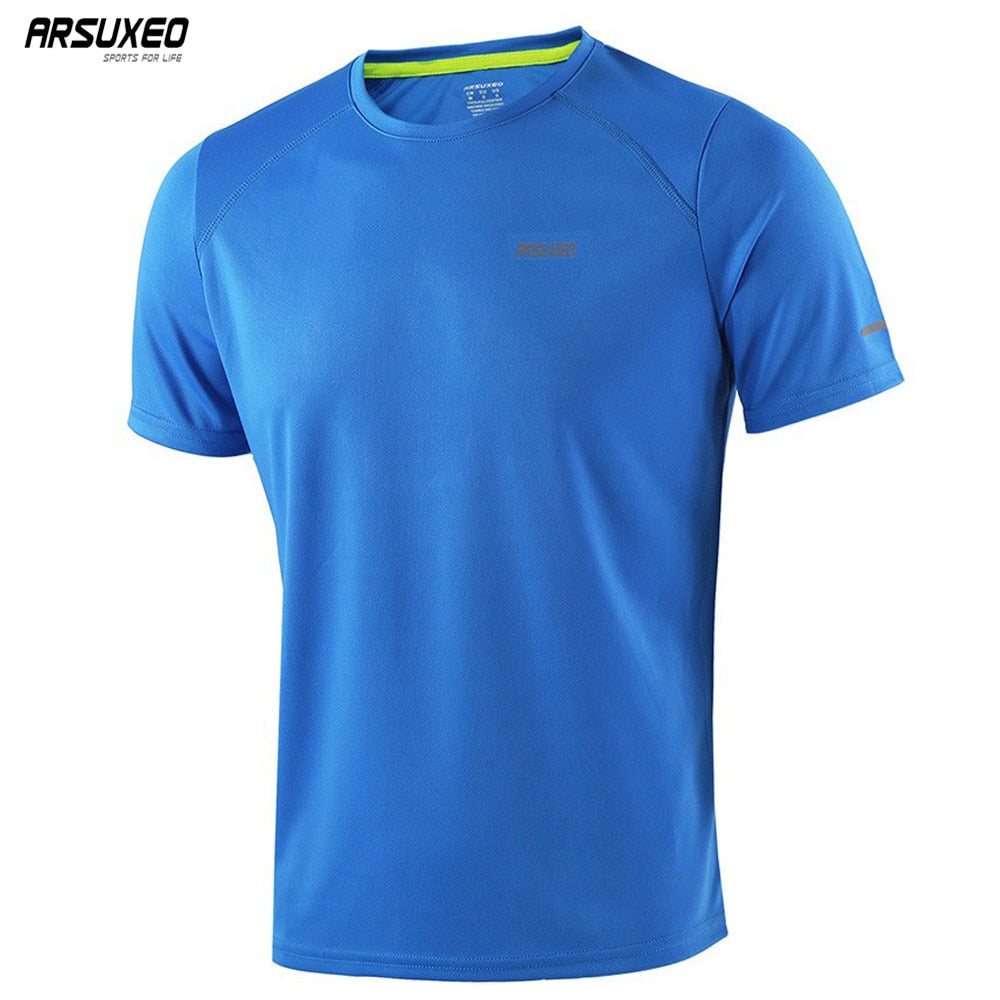 ARSUXEO Summer Men's Running T Shirts Active Short Sleeves Quick Dry Training Gym Crossfit  Fitness Jersey Sports Clothing - EVERTHINGZ