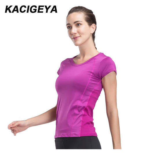 Gym T Shirt Women Quick Dry Running Cycling Yoga T Shirts Women Breathable Short Sleeve Sport Women Fitness - EVERTHINGZ