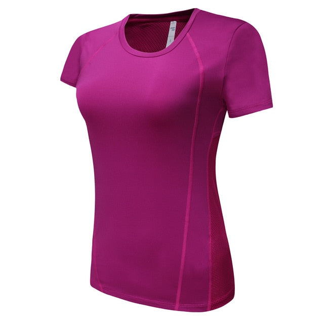 Gym T Shirt Women Quick Dry Running Cycling Yoga T Shirts Women Breathable Short Sleeve Sport Women Fitness - EVERTHINGZ