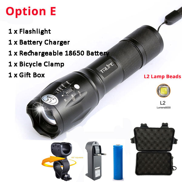 Bicycle Light 8000 Lumens 5 Modes L2 T6 LED cycling Front Light Bike light Lamp Torch Waterproof ZOOM Flashlight By 18650 battey - EVERTHINGZ