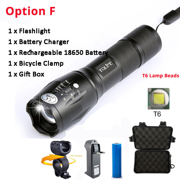 Bicycle Light 8000 Lumens 5 Modes L2 T6 LED cycling Front Light Bike light Lamp Torch Waterproof ZOOM Flashlight By 18650 battey - EVERTHINGZ