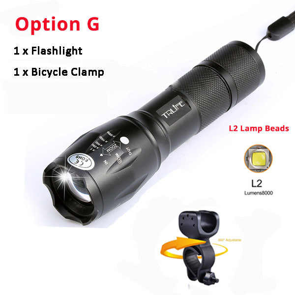 Bicycle Light 8000 Lumens 5 Modes L2 T6 LED cycling Front Light Bike light Lamp Torch Waterproof ZOOM Flashlight By 18650 battey - EVERTHINGZ