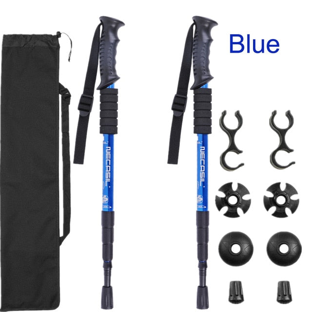 2pcs/lot Trekking poles hike walking stick nordic walking cane Aluminium ski camp telescopic baton outdoor hiking poles crutches - EVERTHINGZ