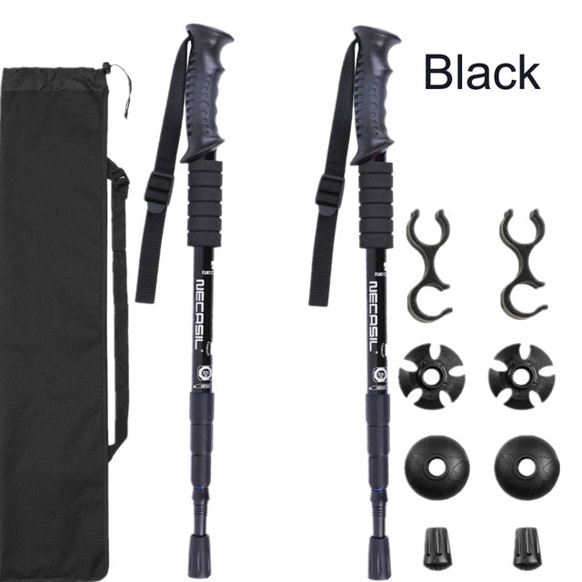 2pcs/lot Trekking poles hike walking stick nordic walking cane Aluminium ski camp telescopic baton outdoor hiking poles crutches - EVERTHINGZ