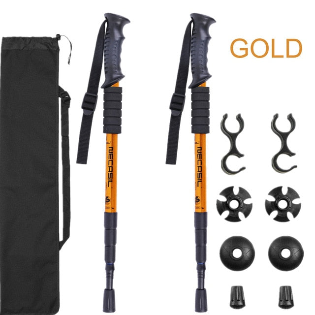 2pcs/lot Trekking poles hike walking stick nordic walking cane Aluminium ski camp telescopic baton outdoor hiking poles crutches - EVERTHINGZ