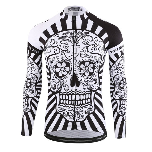 2019 Autumn Pro Long Sleeve Cycling Jersey Skull Retro MTB Men Cycling Shirt Team Mountain Ropa De Ciclismo Long Bike Jersery - EVERTHINGZ