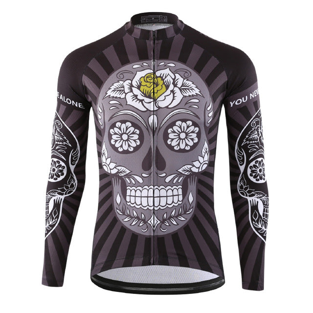 2019 Autumn Pro Long Sleeve Cycling Jersey Skull Retro MTB Men Cycling Shirt Team Mountain Ropa De Ciclismo Long Bike Jersery - EVERTHINGZ