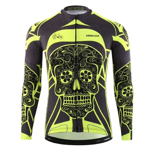 2019 Autumn Pro Long Sleeve Cycling Jersey Skull Retro MTB Men Cycling Shirt Team Mountain Ropa De Ciclismo Long Bike Jersery - EVERTHINGZ