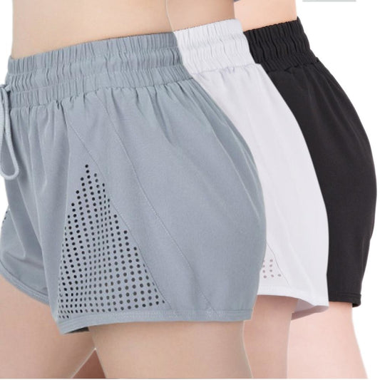 False Two Pieces Running Shorts Women Double Lining Femme Yoga Shorts Fitness Elastic Sports Shorts Ladies Clothing - EVERTHINGZ