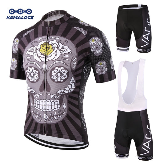 KEMALOCE Skeleton Short Cycling Wear Set Ropa De Ciclismo Maillot Black Bike Jersey Set  Men Gel Pad Breathable Bicycle Clothing - EVERTHINGZ