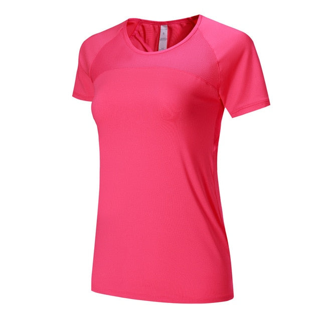 Yoga Mesh Shirts Quick dry Fitness Sports Gym Clothes Female Running Short Sleeve Sexy Hollow Back Female Sport T Shirt Running - EVERTHINGZ