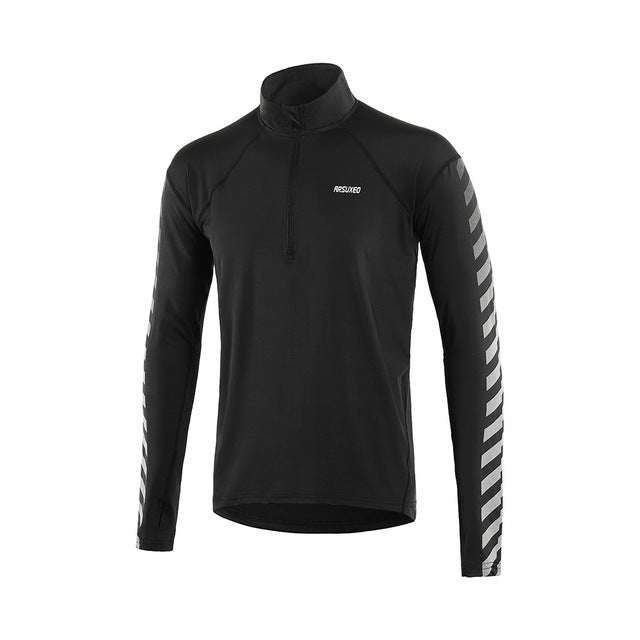 ARSUXEO Men's Outdoor Sports Dry Fit Running Shirts Long Sleeve Elastic Half- Zipper Shirts Running Clothing Reflective 18T6 - EVERTHINGZ