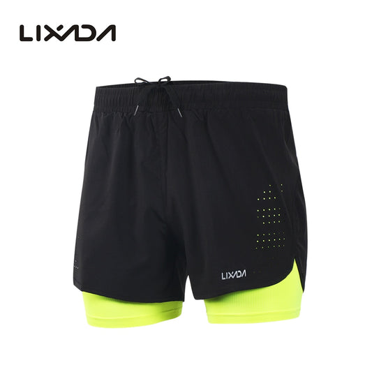 Lixada Men's 2 in 1 Running Shorts Mens Sports Shorts Quick Drying Training Exercise Jogging Cycling Shorts with Longer Liner - EVERTHINGZ