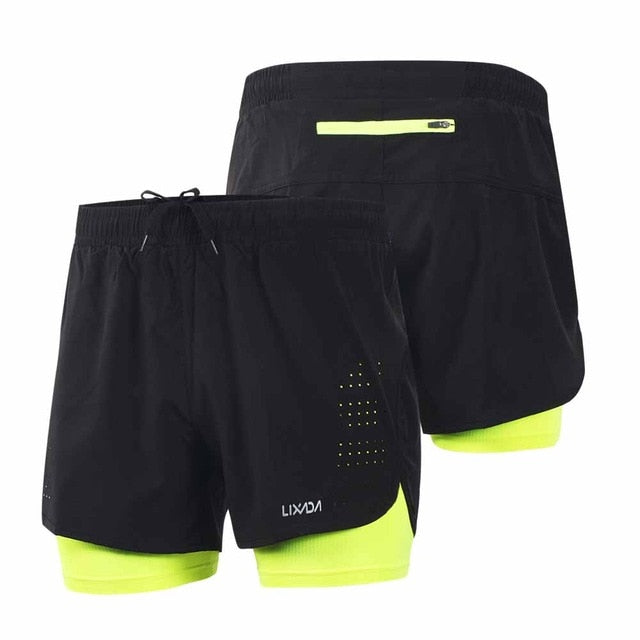 Lixada Men's 2 in 1 Running Shorts Mens Sports Shorts Quick Drying Training Exercise Jogging Cycling Shorts with Longer Liner - EVERTHINGZ