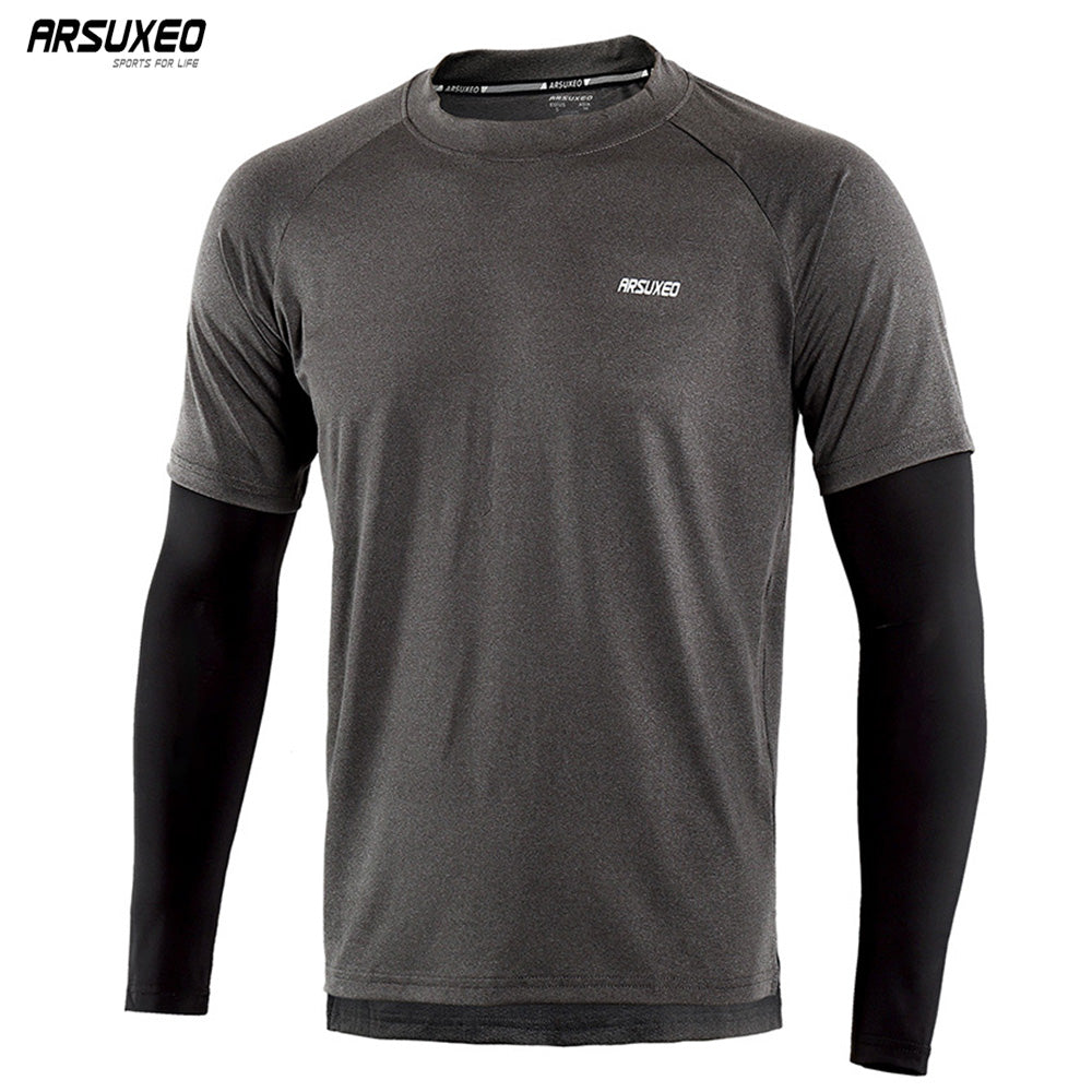 ARSUXEO Men's Sport Quick Dry Fit Running Shirt Long Sleeve Elastic Fitness Gym Shirt Compression Running jersey Clothing 18T8 - EVERTHINGZ