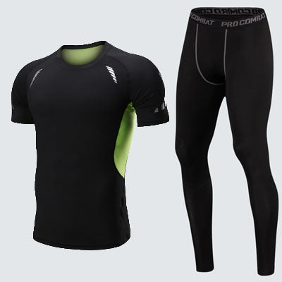 Sports Suit Men Long Sleeve Running Sets Quick Dry Basketball Gym Jogging Suit Compression Yoga Sport Fitness Set Clothes - EVERTHINGZ