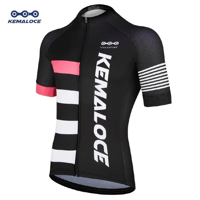 Kemaloce Uv-Protection Sport Plain Cycling Jersey Team Black Pink Classic Road Sport Bike Jersey Unisex Quick Dry Bicycle Shirts - EVERTHINGZ