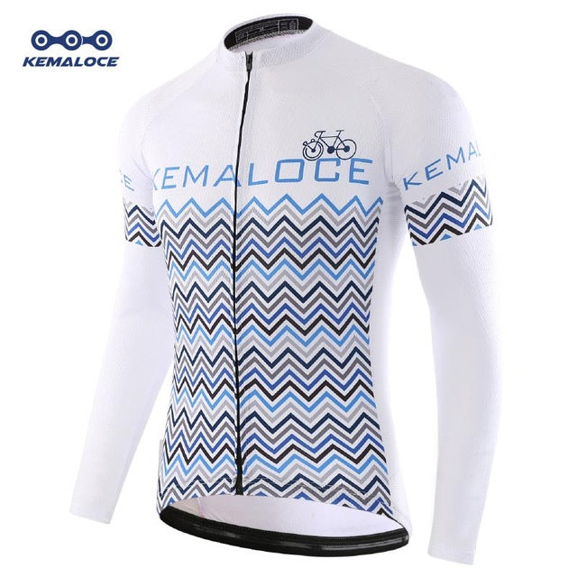 Blue Men Pro Long Sleeve Cycling Jersey Maillot Ropa Ciclismo Autumn Spring Cycling Top MTB Polyester Bike Jersey Bicycle Shirts - EVERTHINGZ