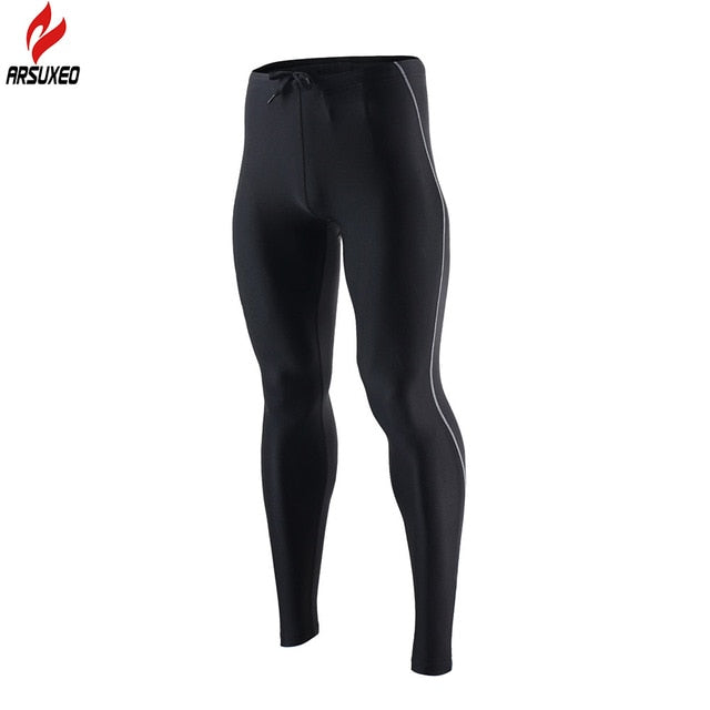 ARSUXEO  Men's Spring Autumn Compression Running Tights  Elastic Pants Fitness Workout GYM Reflective Pants 9013 - EVERTHINGZ