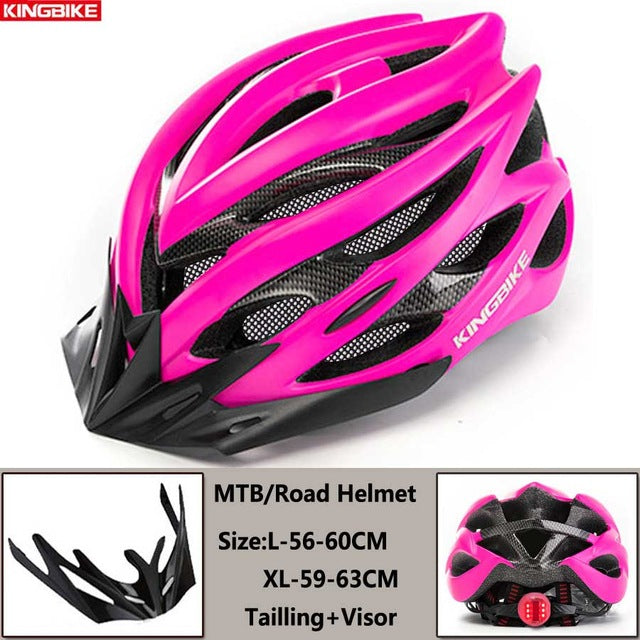 KINGBIKE Cycling Helmet Mountain Road Bicycle Helmet  Men Women MTB Bike Helmet With Taillight Visor Insect Net Casco Ciclismo - EVERTHINGZ