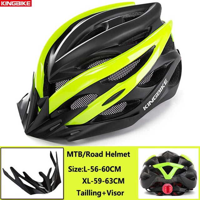 KINGBIKE Cycling Helmet Mountain Road Bicycle Helmet  Men Women MTB Bike Helmet With Taillight Visor Insect Net Casco Ciclismo - EVERTHINGZ