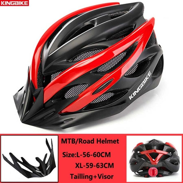 KINGBIKE Cycling Helmet Mountain Road Bicycle Helmet  Men Women MTB Bike Helmet With Taillight Visor Insect Net Casco Ciclismo - EVERTHINGZ