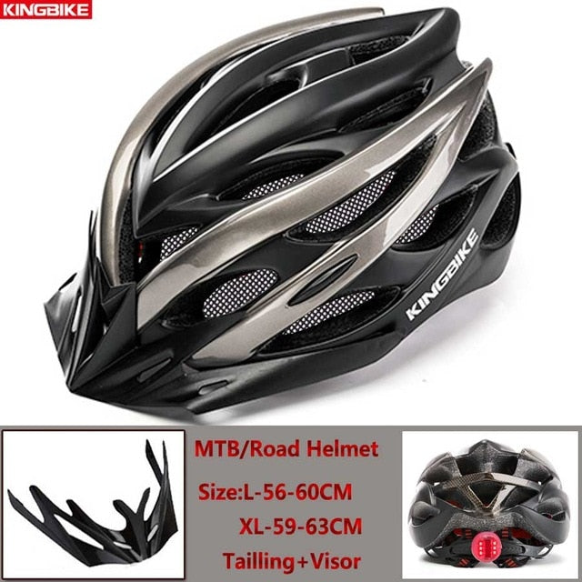 KINGBIKE Cycling Helmet Mountain Road Bicycle Helmet  Men Women MTB Bike Helmet With Taillight Visor Insect Net Casco Ciclismo - EVERTHINGZ