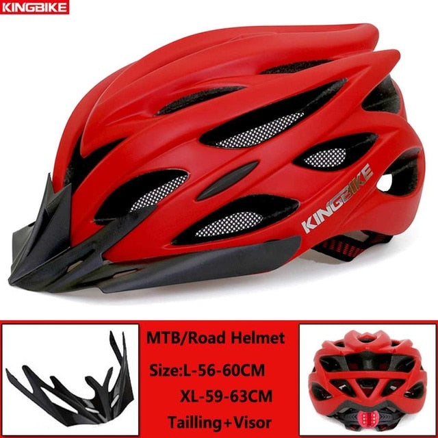 KINGBIKE Cycling Helmet Mountain Road Bicycle Helmet  Men Women MTB Bike Helmet With Taillight Visor Insect Net Casco Ciclismo - EVERTHINGZ