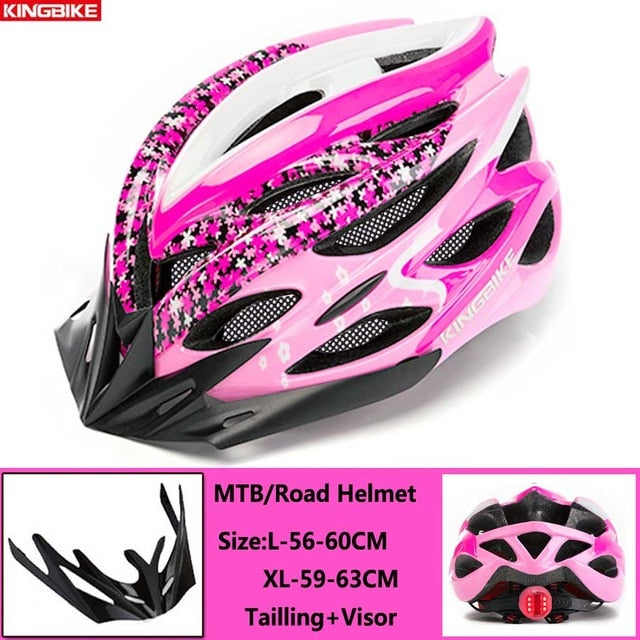 KINGBIKE Cycling Helmet Mountain Road Bicycle Helmet  Men Women MTB Bike Helmet With Taillight Visor Insect Net Casco Ciclismo - EVERTHINGZ