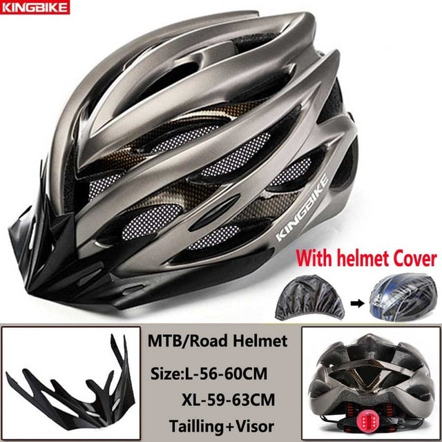 KINGBIKE Cycling Helmet Mountain Road Bicycle Helmet  Men Women MTB Bike Helmet With Taillight Visor Insect Net Casco Ciclismo - EVERTHINGZ