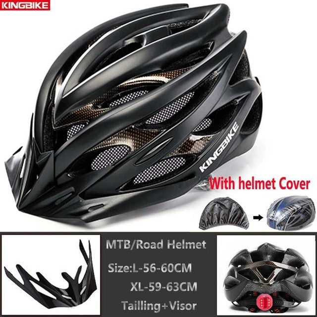 KINGBIKE Cycling Helmet Mountain Road Bicycle Helmet  Men Women MTB Bike Helmet With Taillight Visor Insect Net Casco Ciclismo - EVERTHINGZ