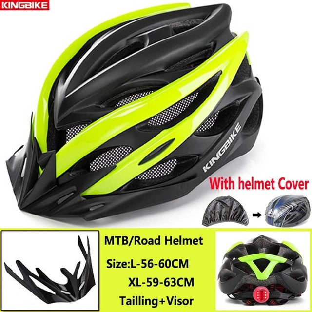 KINGBIKE Cycling Helmet Mountain Road Bicycle Helmet  Men Women MTB Bike Helmet With Taillight Visor Insect Net Casco Ciclismo - EVERTHINGZ